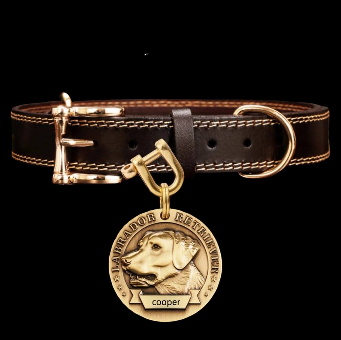 Personalized Pet Collar - Durable Full-Grain Leather with Brass Buckle