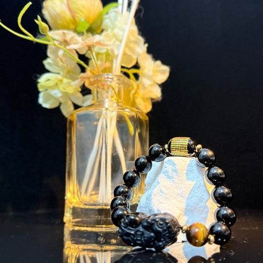 Obsidian &  Pi Xiu Bracelet – Protection, Balance & Good FortuneTiger Eyes